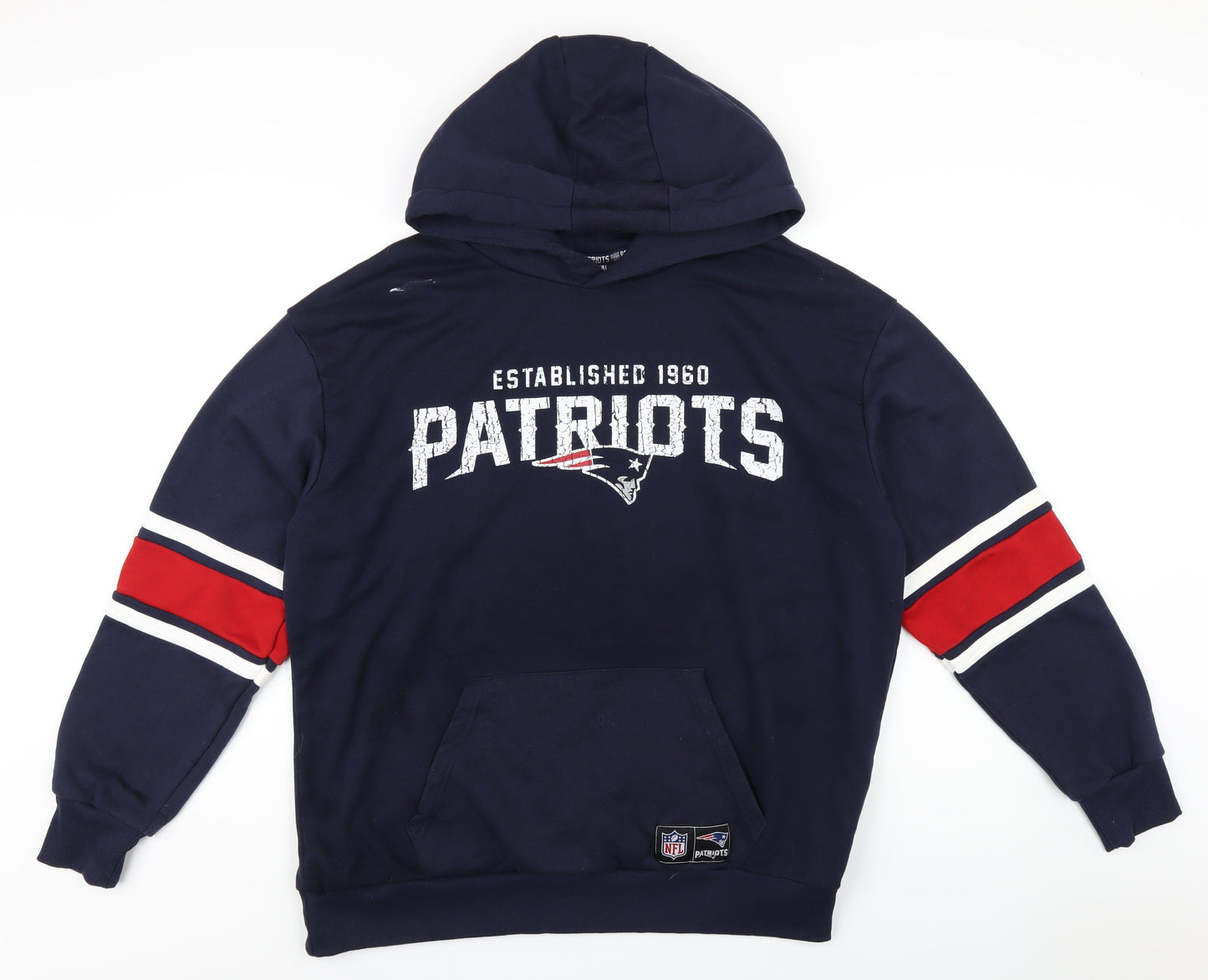 NFL Mens Blue Cotton Pullover Hoodie Size L - Patriots