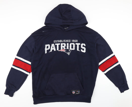 NFL Mens Blue Cotton Pullover Hoodie Size L - Patriots
