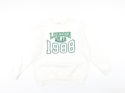 River Island Womens White Cotton Pullover Sweatshirt Size XS Pullover
