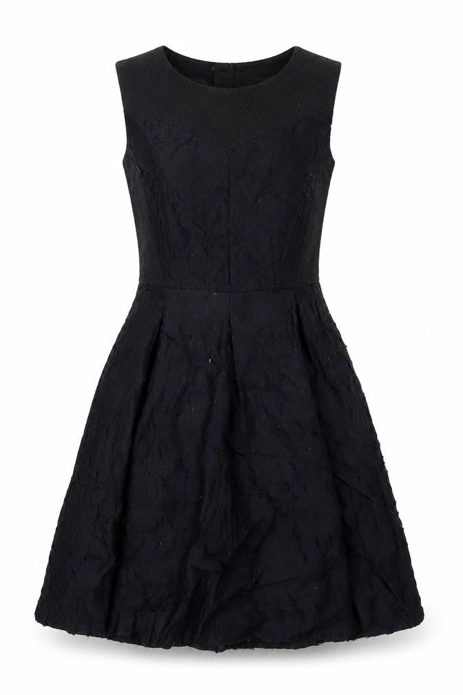H&M Womens Black Polyester A-Line Size 10 Round Neck Zip