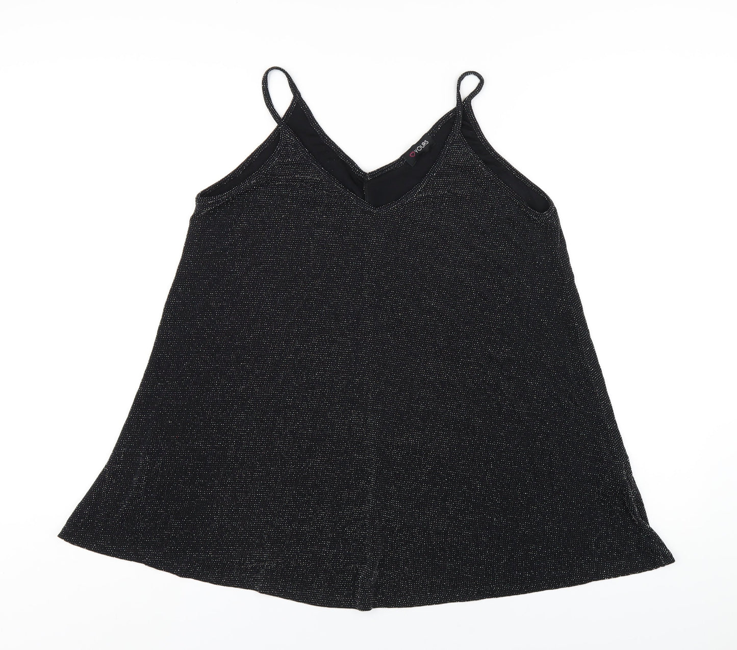 Yours Womens Black Nylon Camisole T-Shirt Size 18 V-Neck