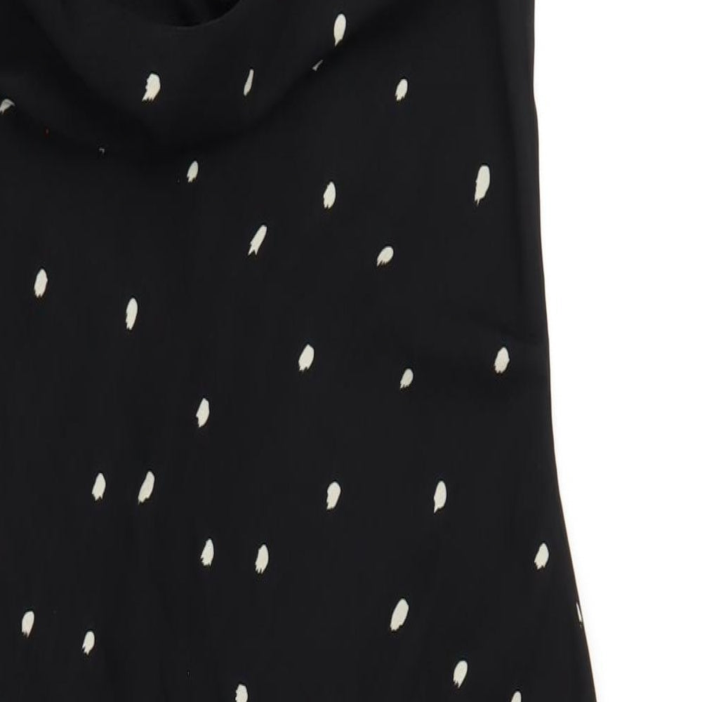 Nasty Gal Womens Black Polka Dot Polyester Bodycon Size 12 Cowl Neck Zip