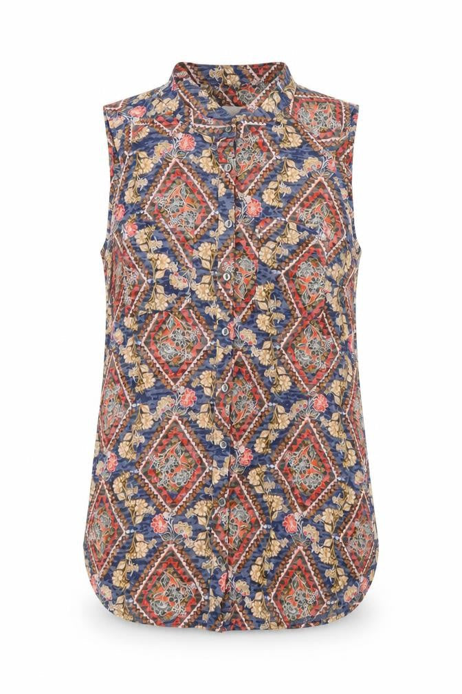 Per Una Womens Multicoloured Geometric Polyester Basic Button-Up Size 10 Round Neck