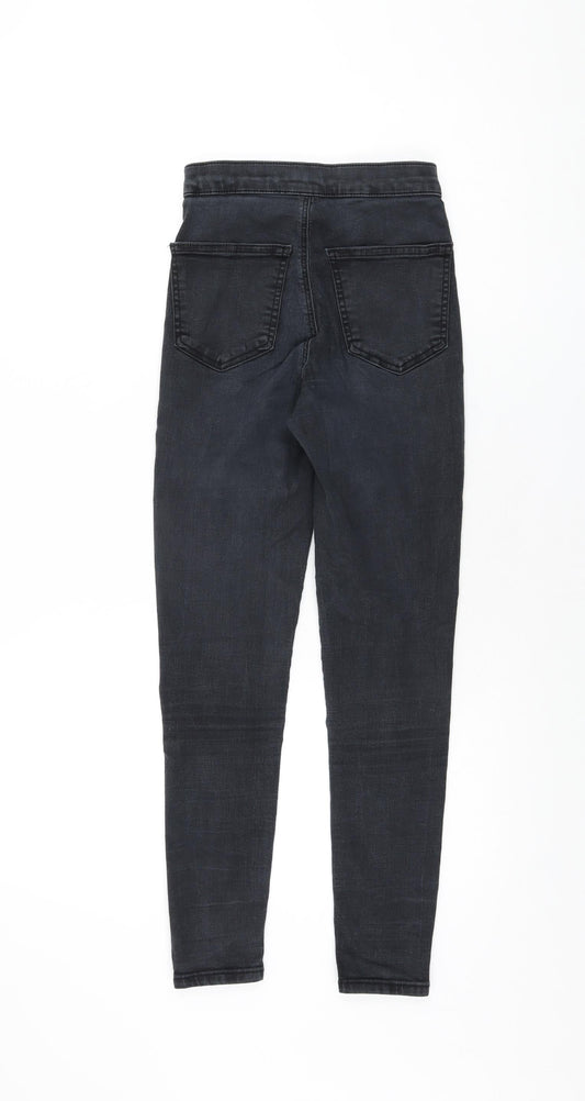 Topshop Womens Black Cotton Skinny Jeans Size 25 in L30 in Regular Zip