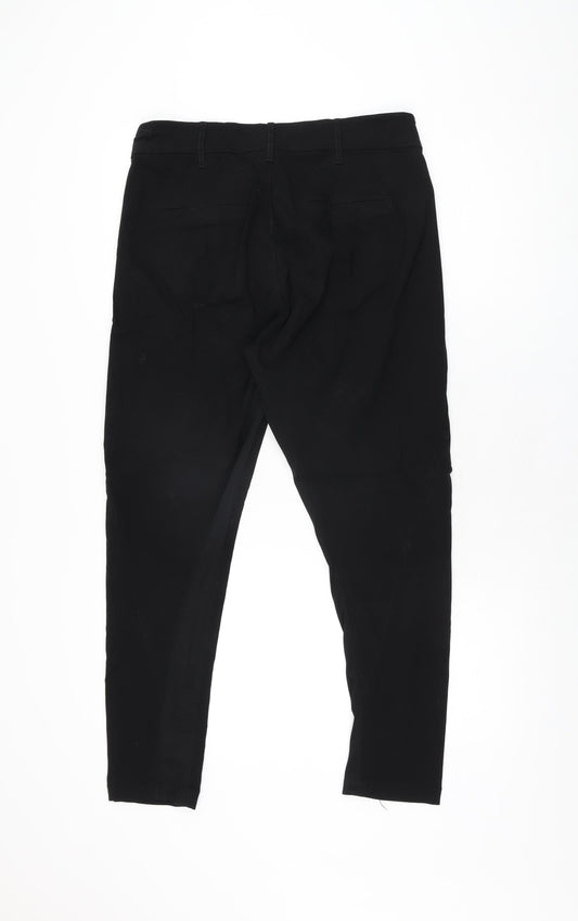 KappAhl Womens Black Viscose Trousers Size 12 L27 in Regular Zip