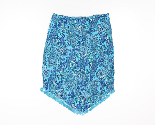 Select Womens Blue Paisley Polyester Straight & Pencil Skirt Size 14 Zip