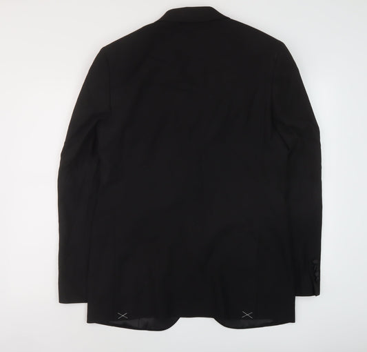 Marks and Spencer Mens Black Polyester Jacket Suit Jacket Size 38 Regular