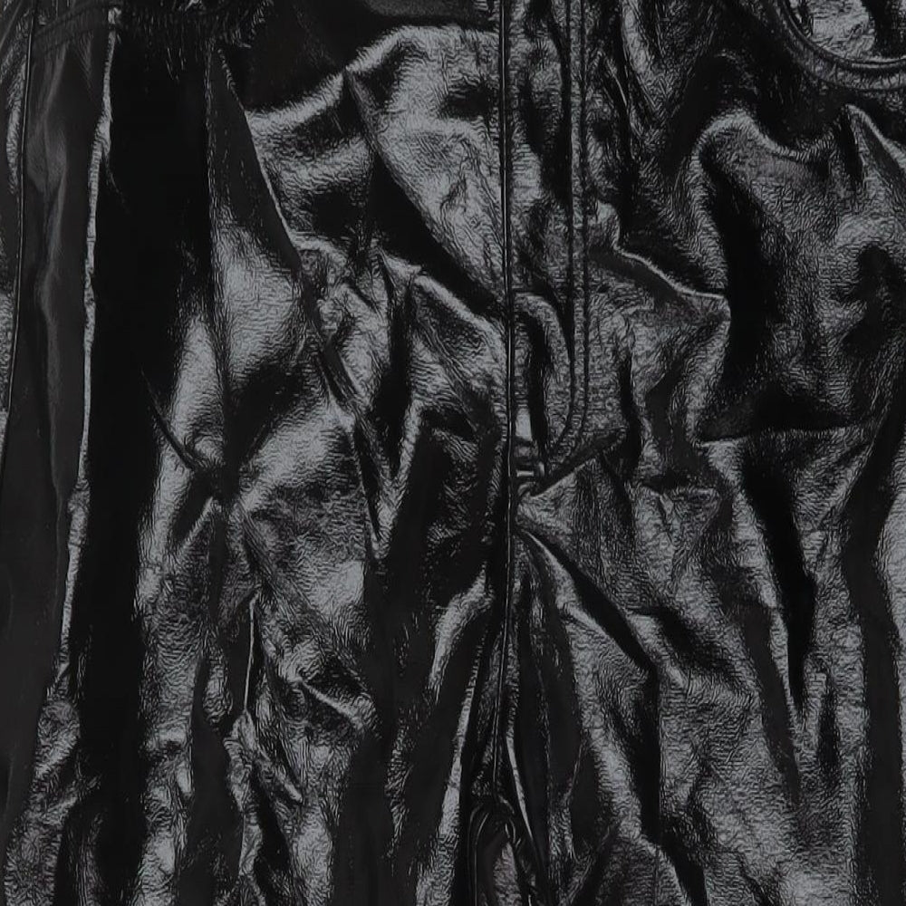 Marks and Spencer Womens Black Polyurethane Trousers Size 16 L26 in Regular Button