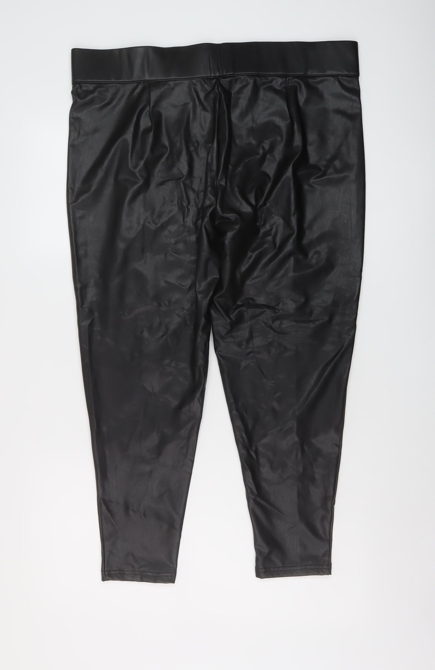 Marks and Spencer Womens Black Polyurethane Trousers Size 20 L23 in Regular