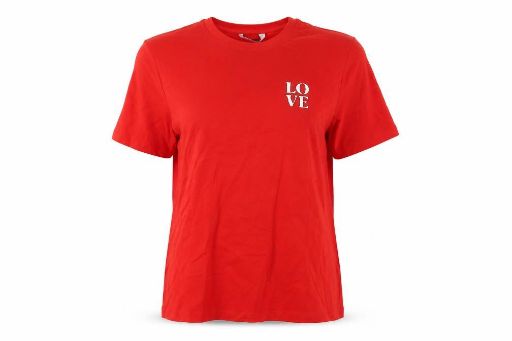 Marks and Spencer Womens Red Cotton Basic T-Shirt Size 14 Crew Neck - LOVE