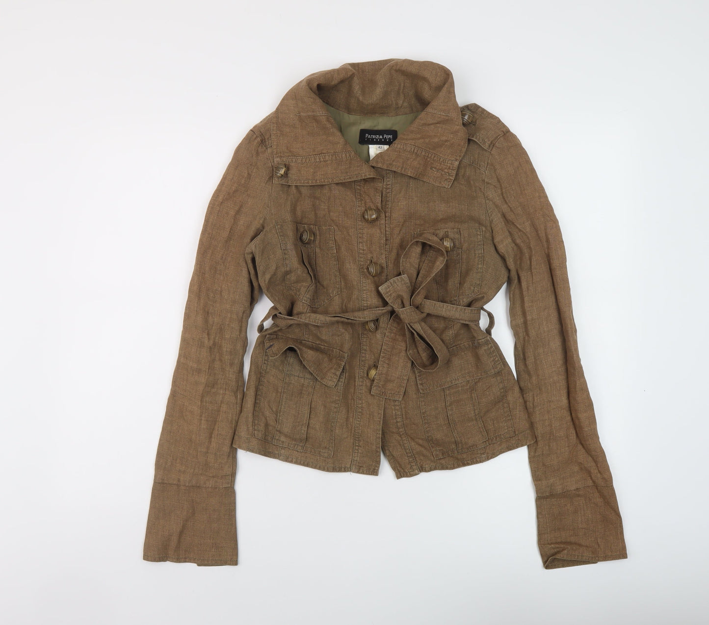 Patrizia Pepe Womens Brown Jacket Size 14 Button