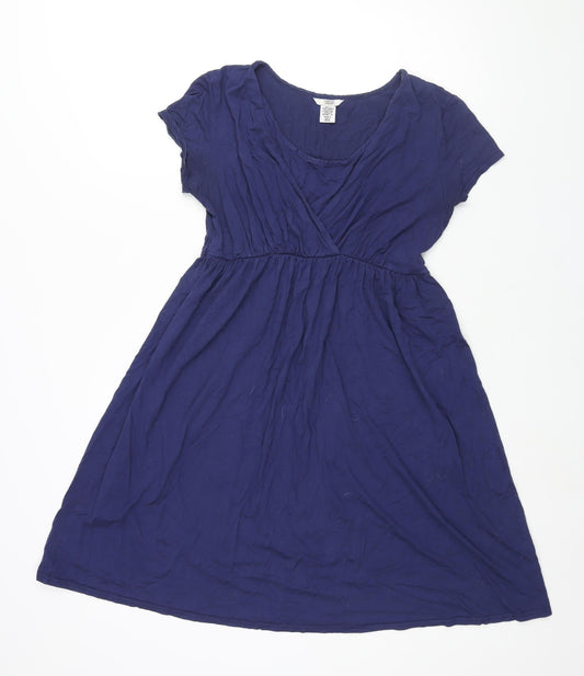 mamas & papas Womens Blue Polyester A-Line Size 10 Round Neck Pullover