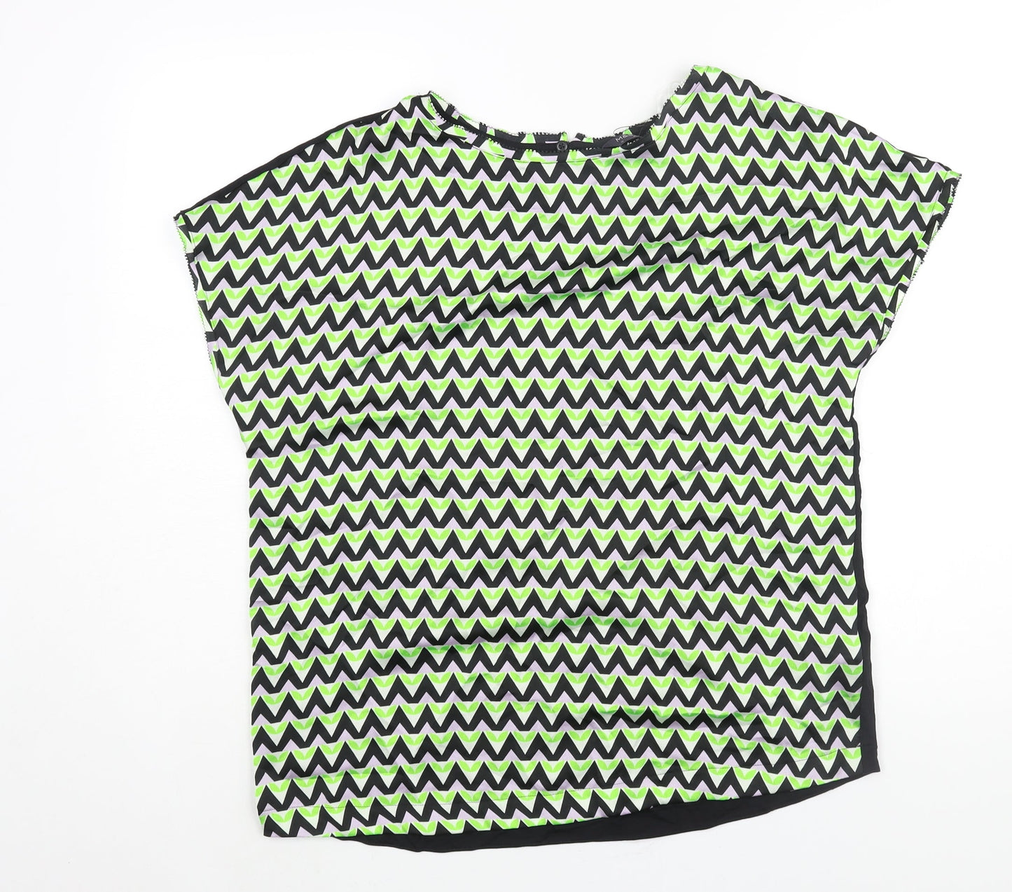Marks and Spencer Womens Multicoloured Polyester Basic Blouse Size 12 Round Neck - Geometric Print
