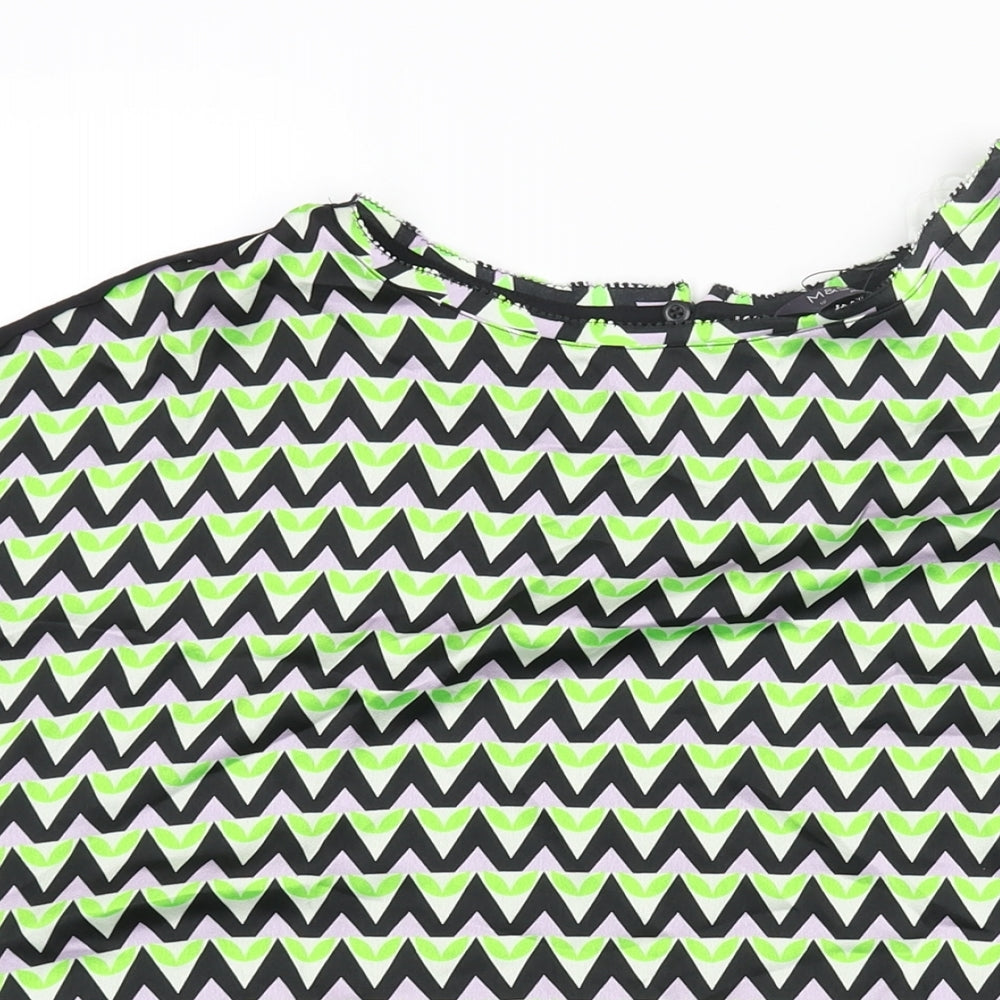 Marks and Spencer Womens Multicoloured Polyester Basic Blouse Size 12 Round Neck - Geometric Print