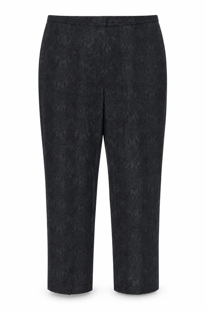 Anya Womens Grey Animal Print Cotton Trousers Size 20 L31 in Regular Hook & Eye