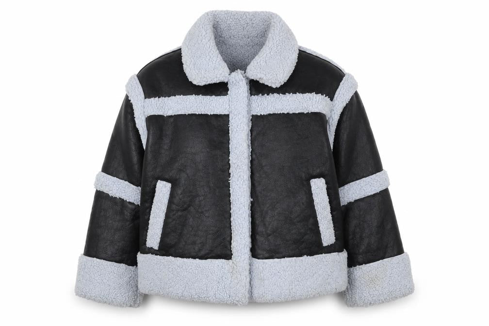 Front view of ASOS women’s black jacket, size UK 14, snap