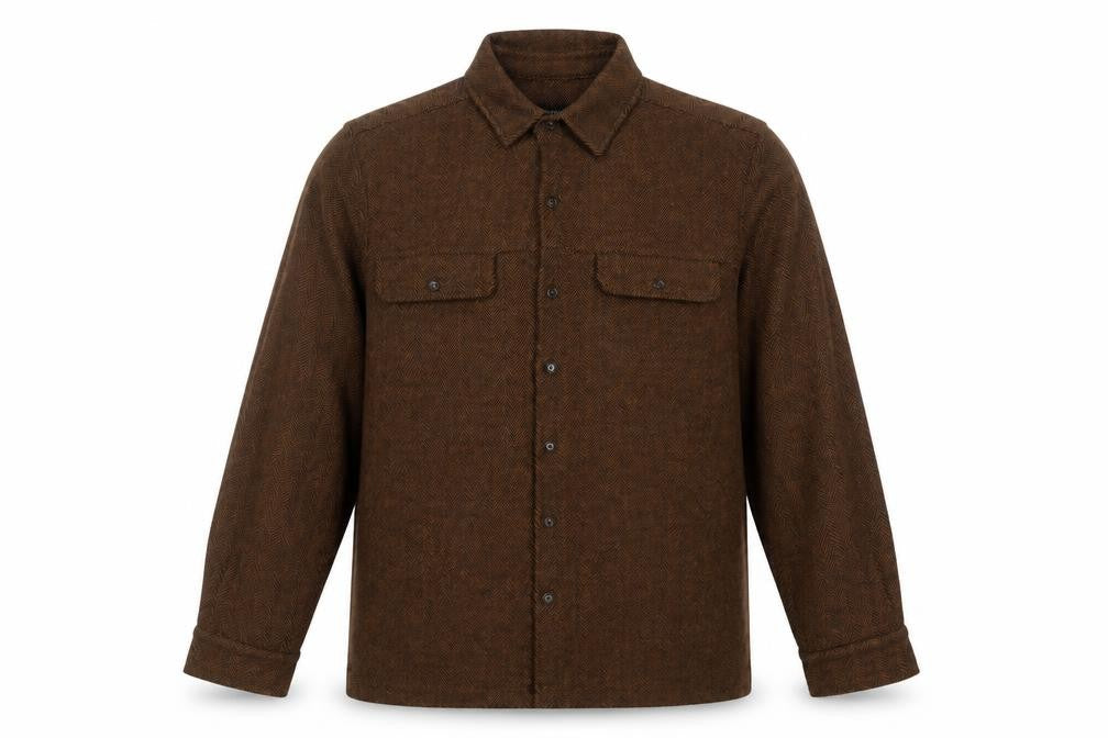 Native Youth Mens Brown Polyester Button-Up Size L Collared Button