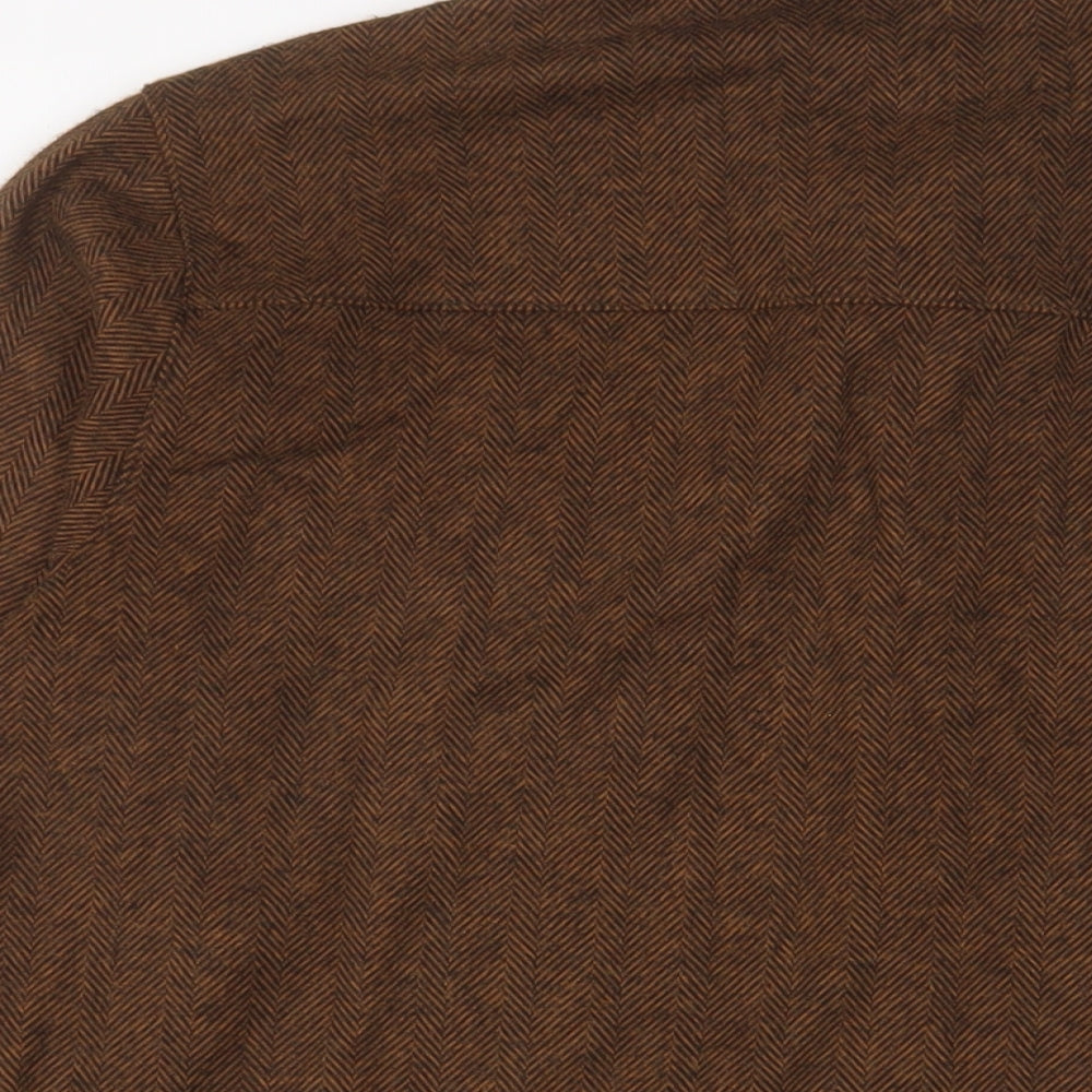 Native Youth Mens Brown Polyester Button-Up Size L Collared Button