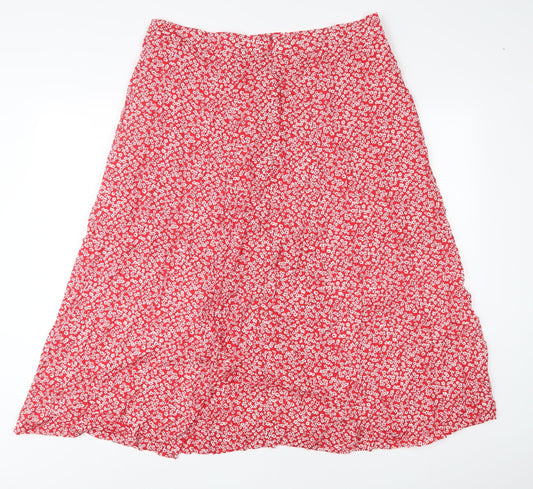 Louche Womens Red Floral Viscose A-Line Skirt Size 34 in Zip