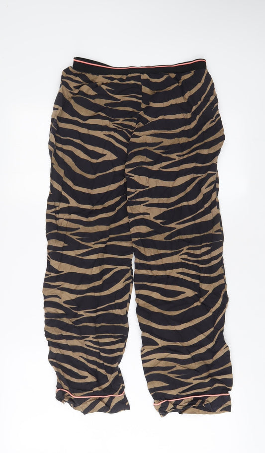 ASOS Womens Brown Animal Print Viscose Top Lounge Pants Size 8