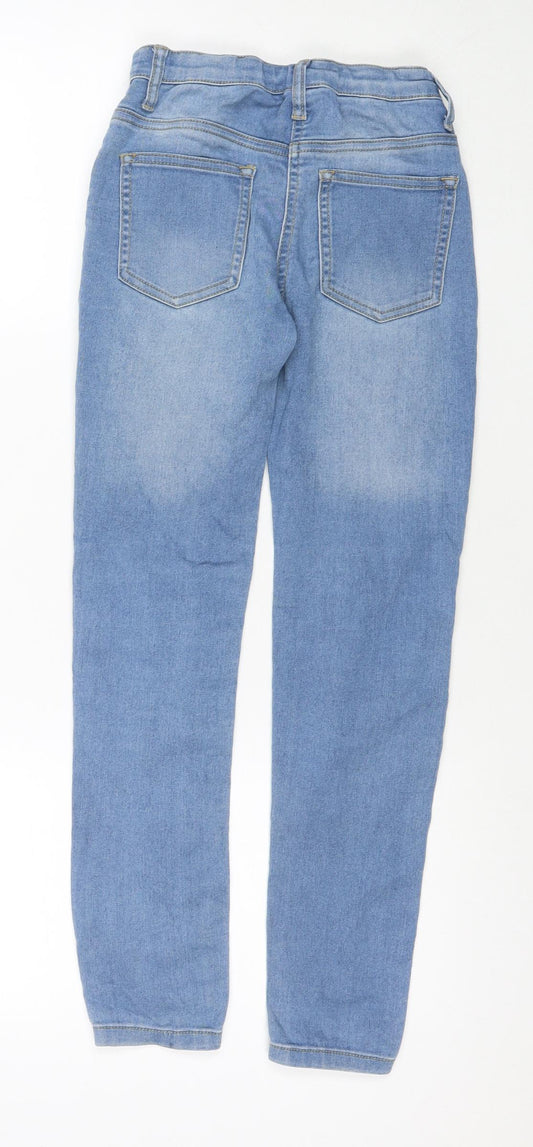 TU Girls Blue Cotton Skinny Jeans Size 10 Years L25 in Regular Zip