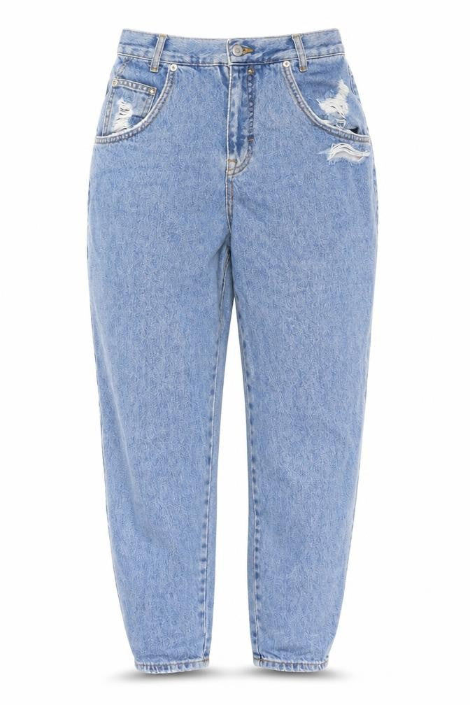 Pull&Bear Womens Blue Cotton Mom Jeans Size 8 L28 in Regular Zip