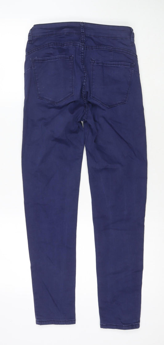 Fashion Denim Womens Blue Cotton Skinny Jeans Size M L26 in Regular Zip