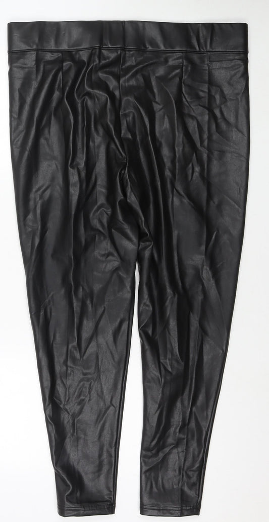 Marks and Spencer Womens Black Polyester Pedal Pusher Trousers Size 20 L27 in Regular Zip