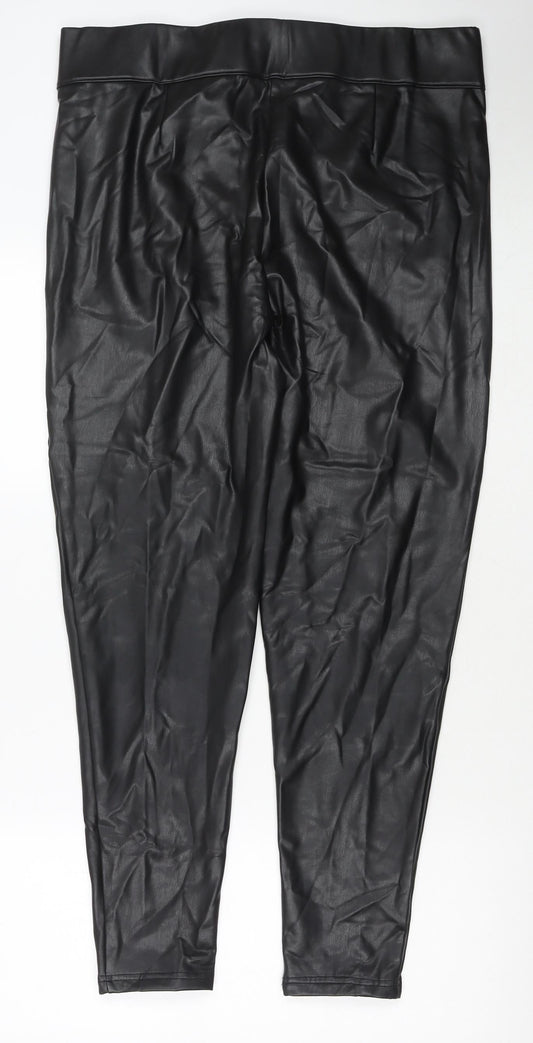 Marks and Spencer Womens Black Polyester Pedal Pusher Trousers Size 20 L27 in Regular
