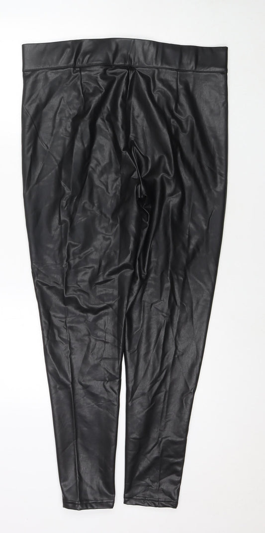 Marks and Spencer Womens Black Polyester Pedal Pusher Trousers Size 18 L27 in Regular