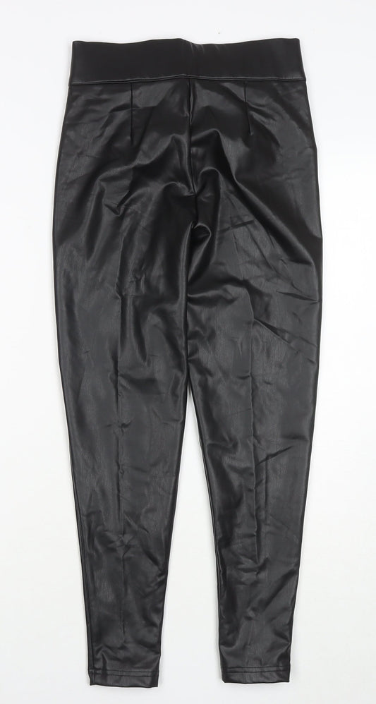 Marks and Spencer Womens Black Polyester Pedal Pusher Trousers Size 8 L25 in Regular