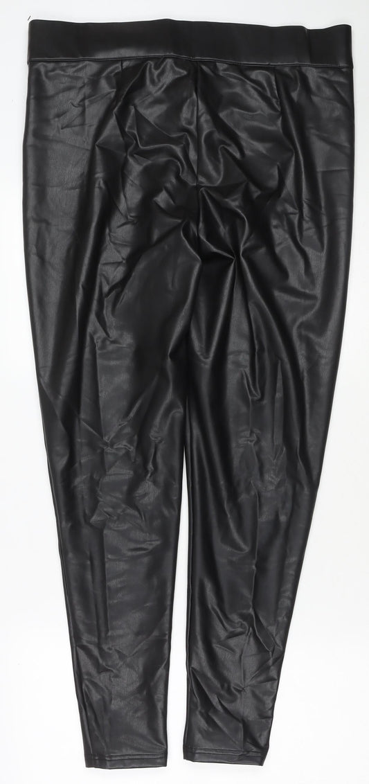 Marks and Spencer Womens Black Polyester Trousers Size 18 L24 in Regular - Short