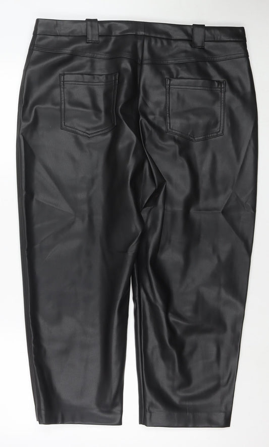 Marks and Spencer Womens Black Polyester Cropped Trousers Size 20 L22 in Regular Zip