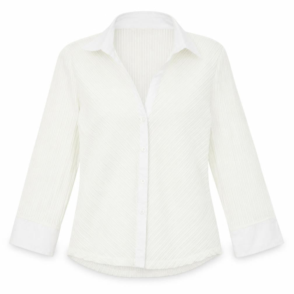 Marks and Spencer Womens Ivory Polyamide Basic Button-Up Size 10 Collared