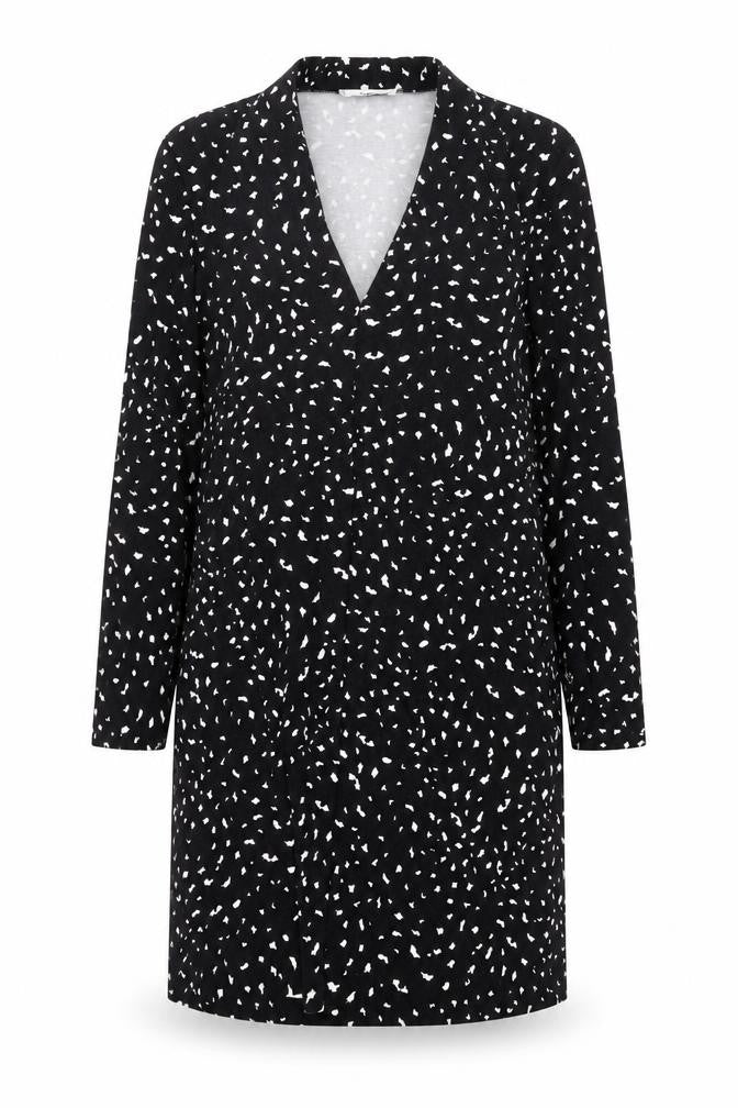 Mango Womens Black Geometric Polyester A-Line Size M V-Neck Pullover