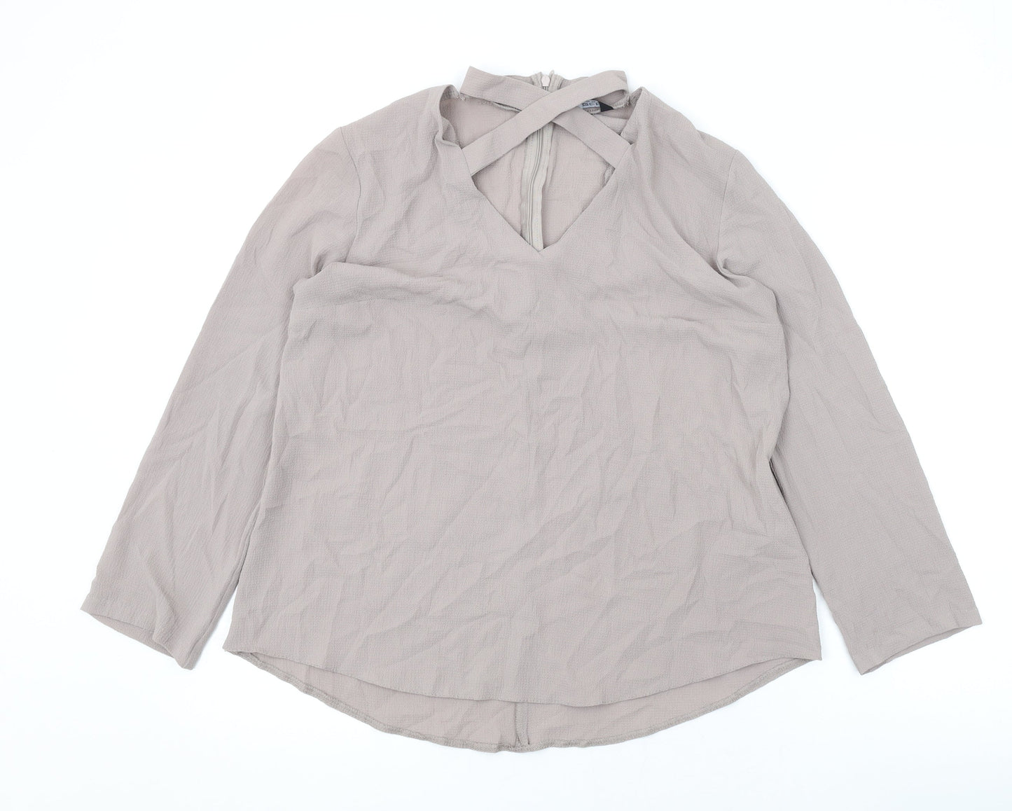 Select Womens Purple Polyester Basic Blouse Size 12 Round Neck