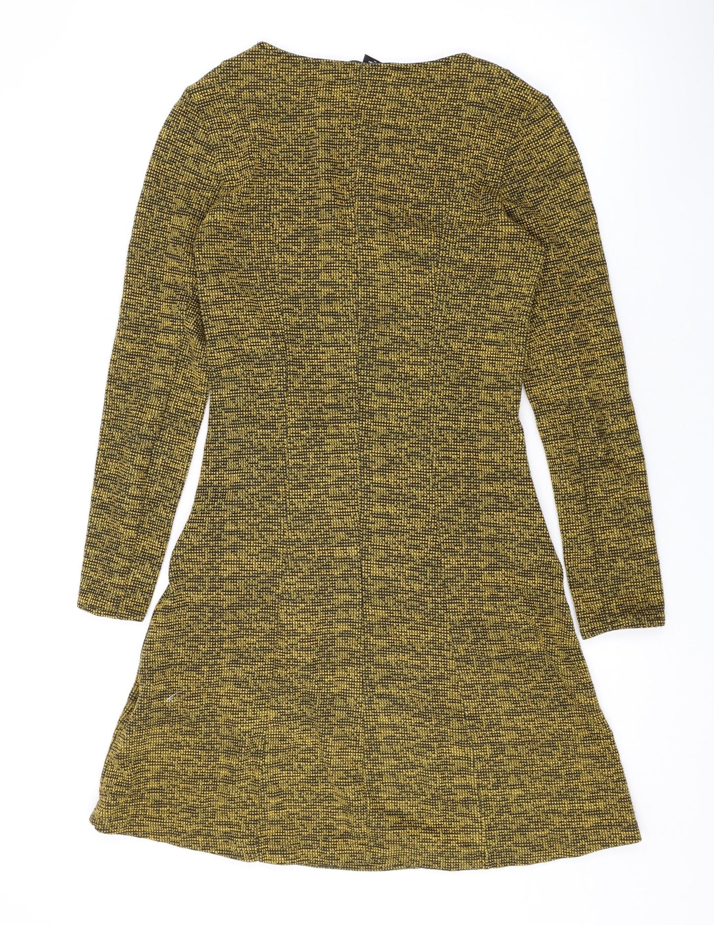 H&M Womens Yellow Polyester Sheath Size S Scoop Neck Pullover