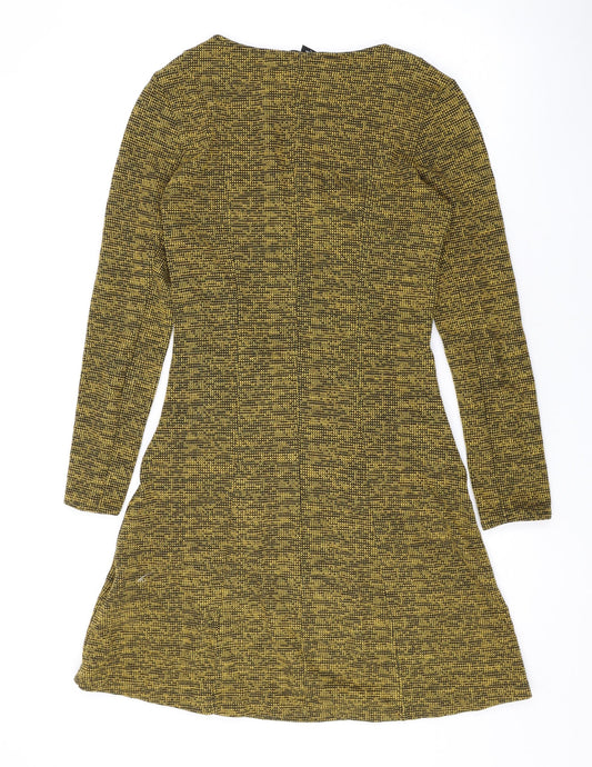H&M Womens Yellow Polyester Sheath Size S Scoop Neck Pullover