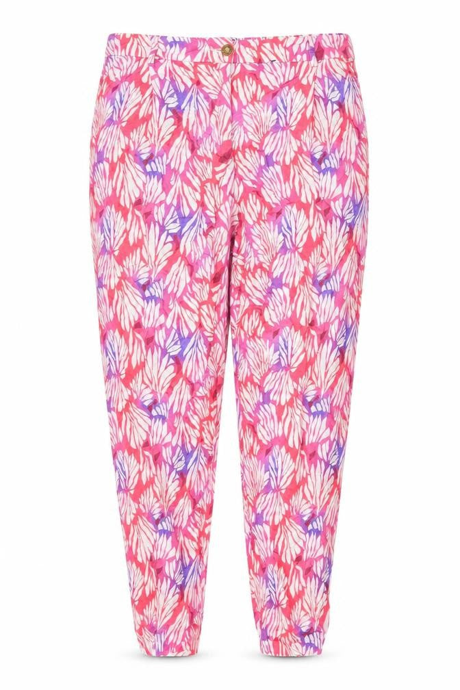 Trussardi Womens Pink Geometric Viscose Trousers Size 14 L23 in Regular Zip