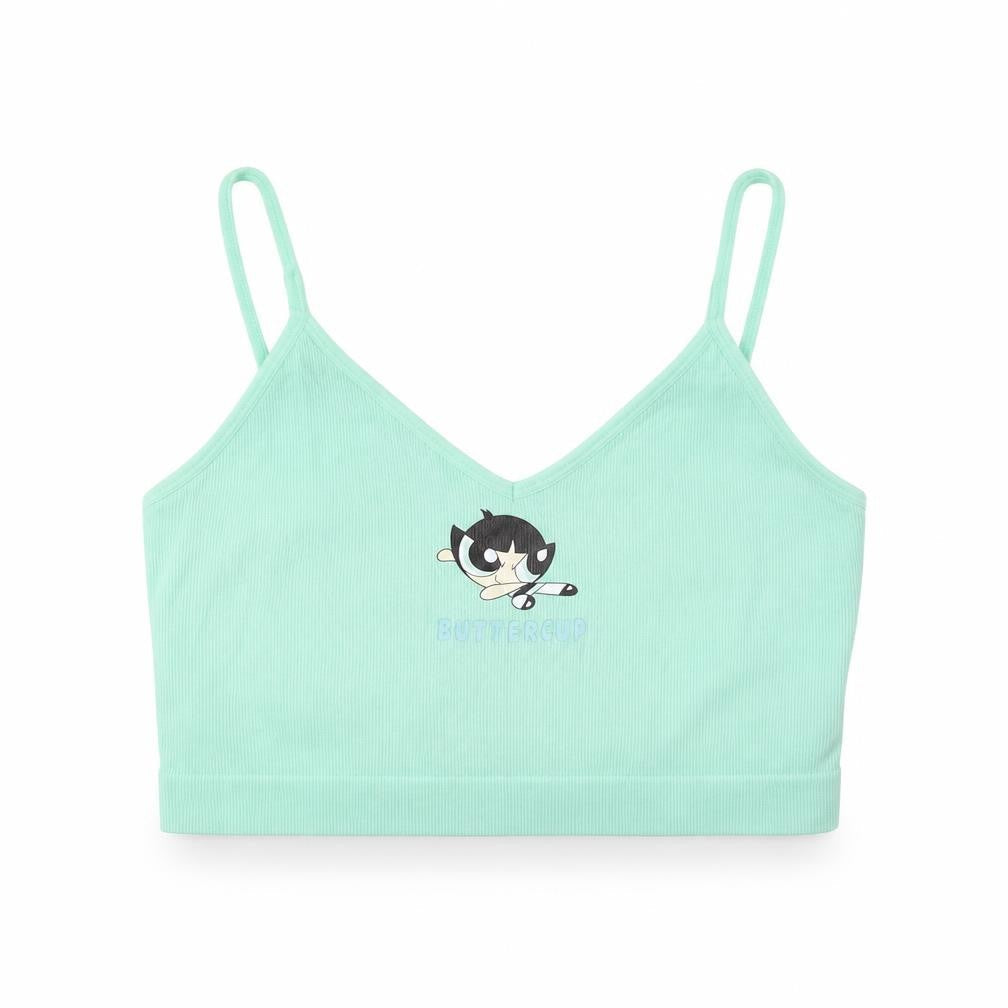 Powerpuff Girls Womens Green Nylon Camisole Tank Size 10 V-Neck