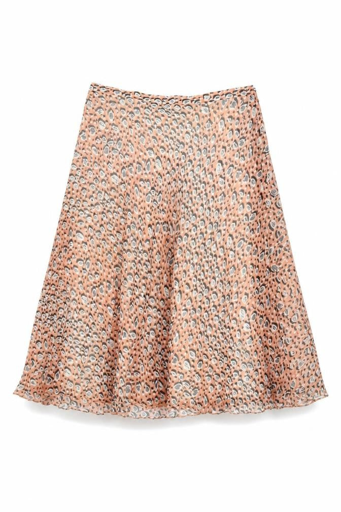 Marks and Spencer Womens Pink Geometric Polyester Swing Skirt Size 10 Zip