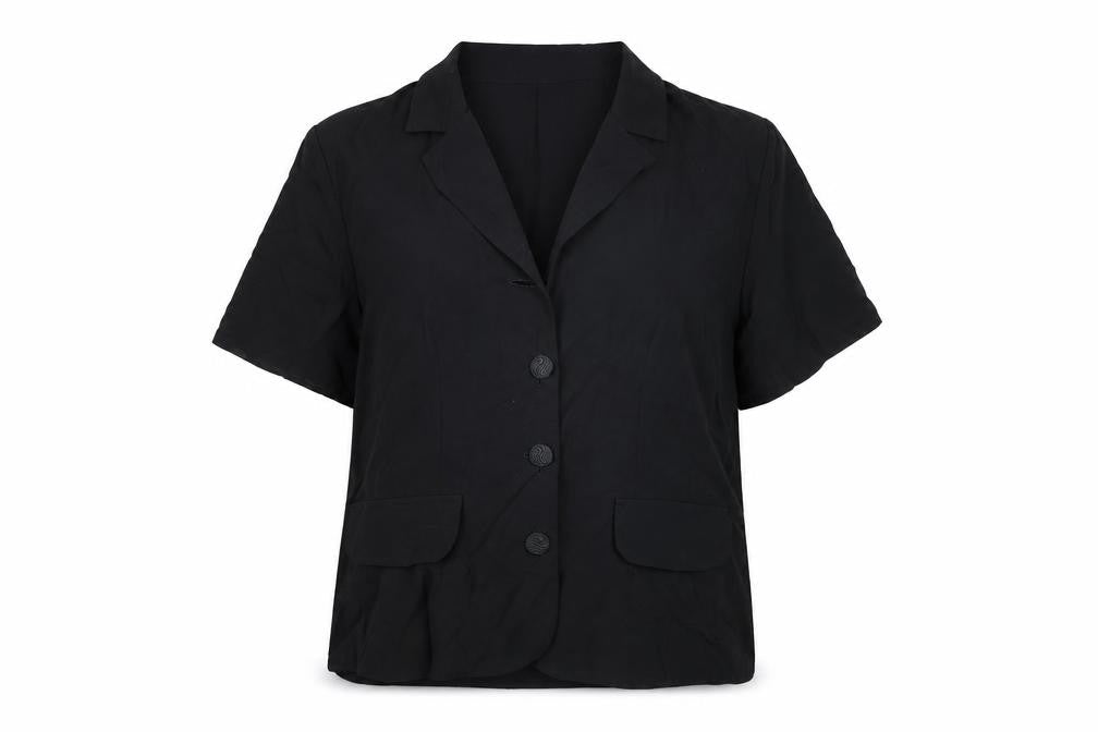 Womens UK Size 16 Lakeland Black Viscose Button-Up