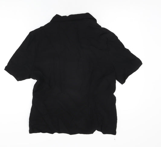 Lakeland Womens Black Viscose Basic Button-Up Size 16 V-Neck
