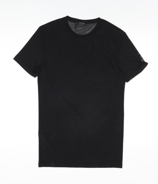 ASOS Womens Black Polyester Basic T-Shirt Size M Round Neck - Sheer