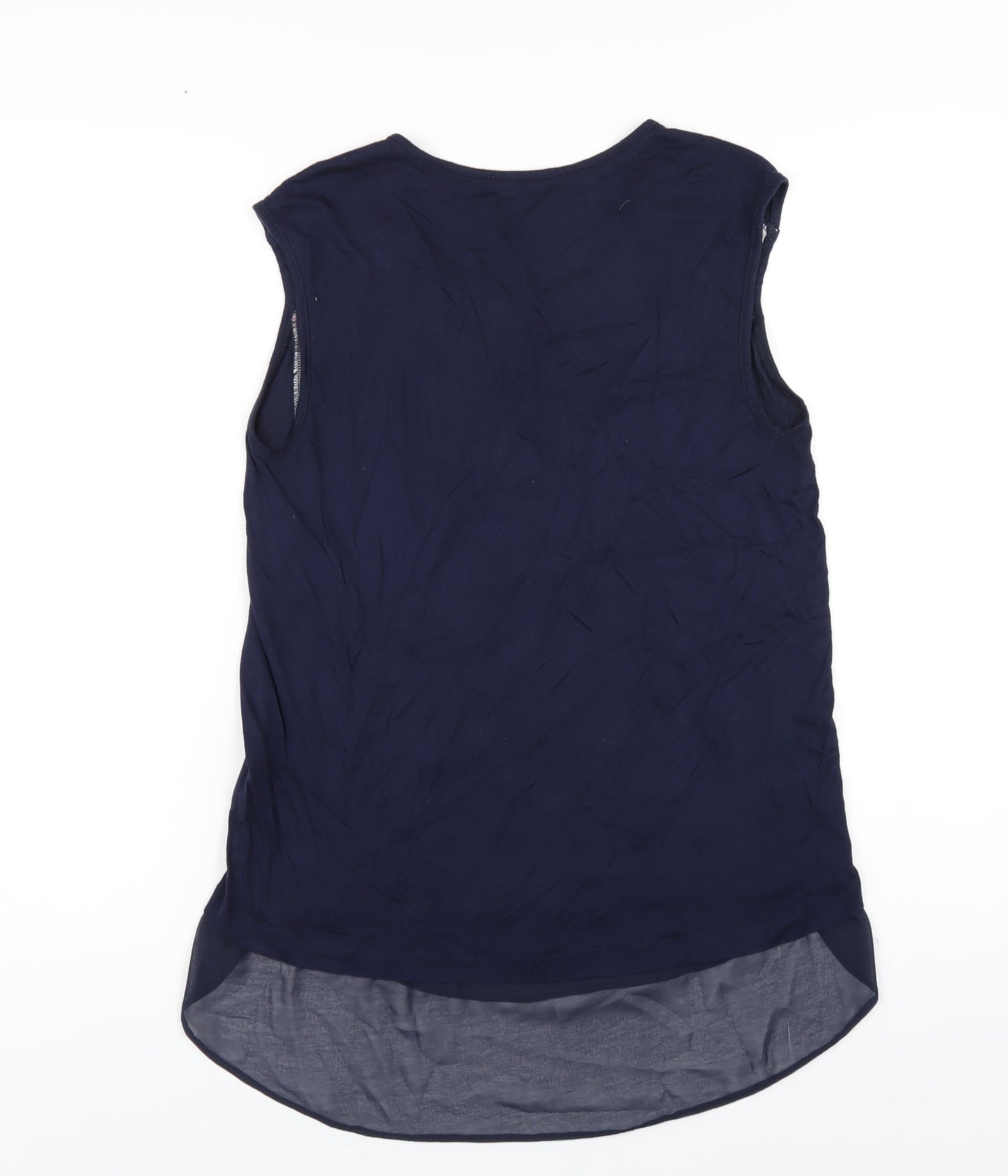 Oasis Womens Blue Floral Viscose Basic Tank Size S Round Neck