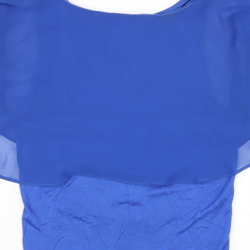 Zara Womens Blue Polyester Basic T-Shirt Size S Round Neck