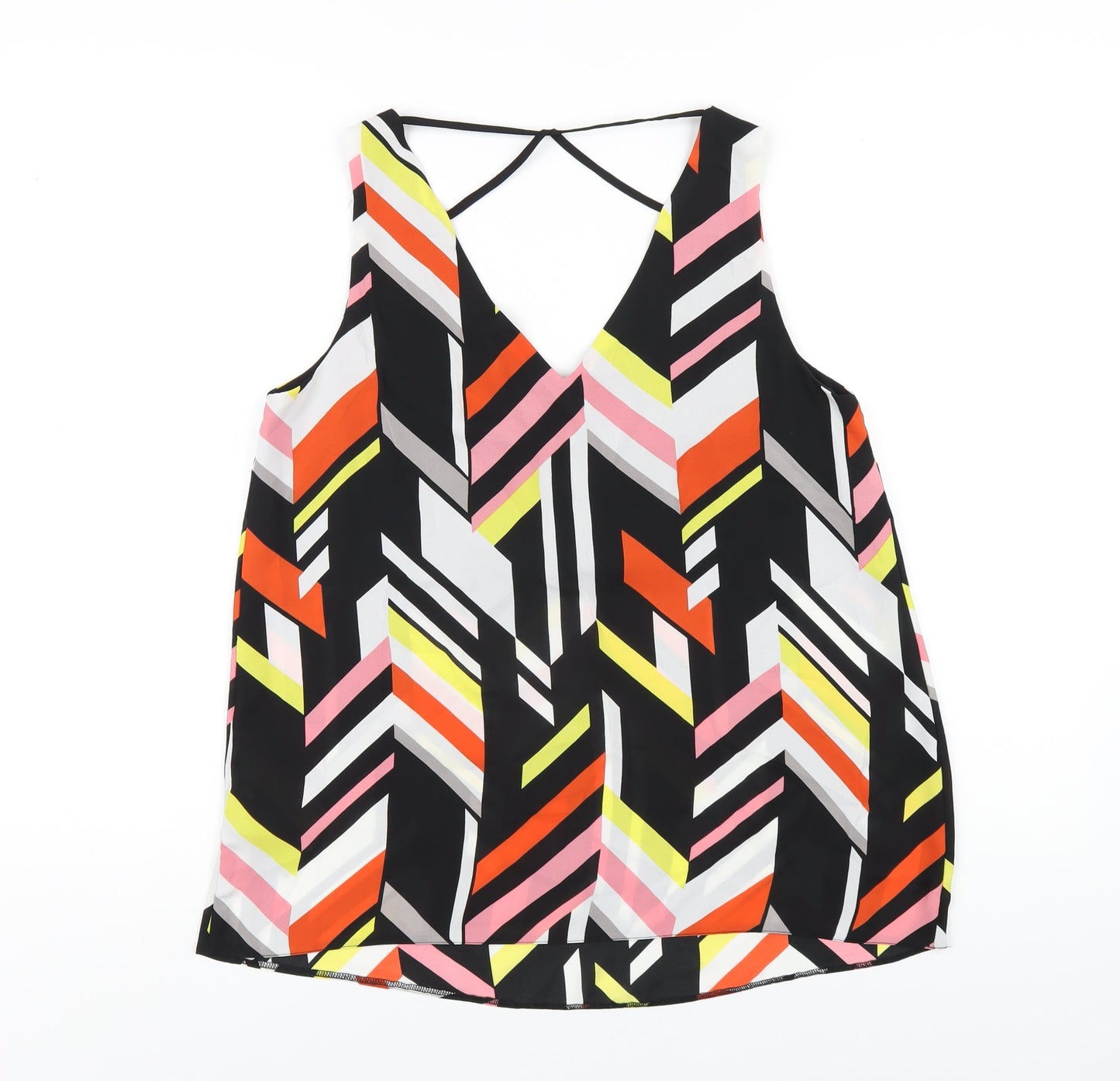 Dorothy Perkins Womens Multicoloured Geometric Polyester Basic Tank Size 10 V-Neck