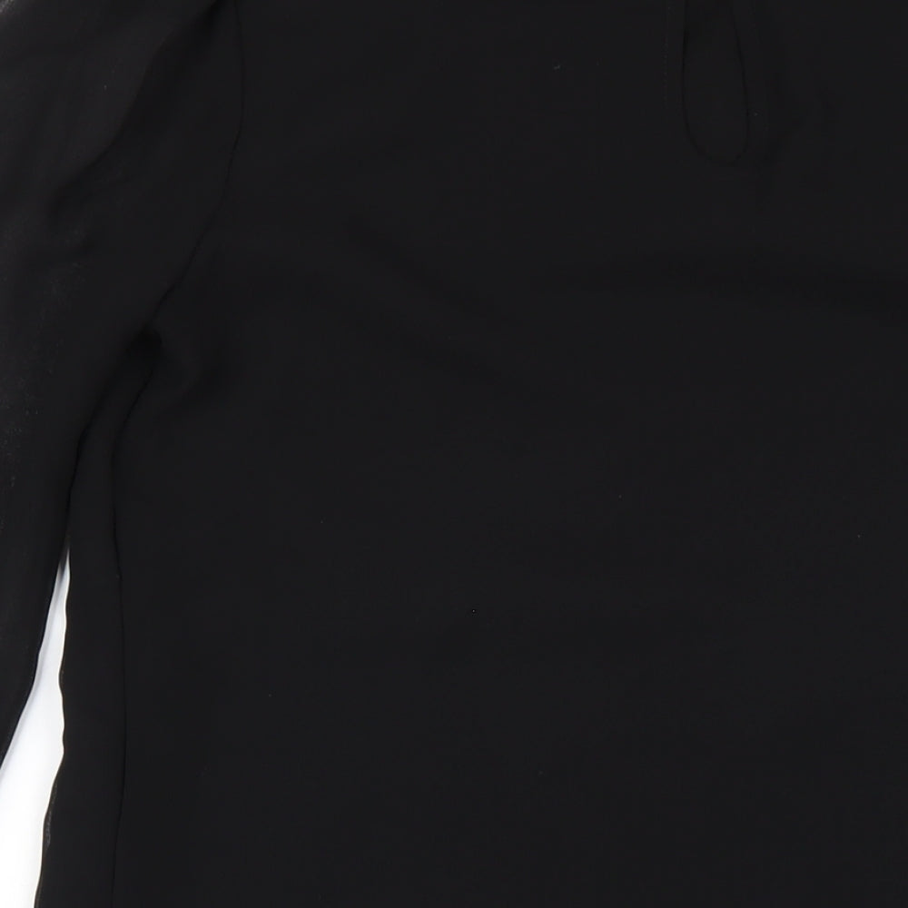 NEXT Womens Black Polyester A-Line Size 12 Round Neck Button - Beaded Collar