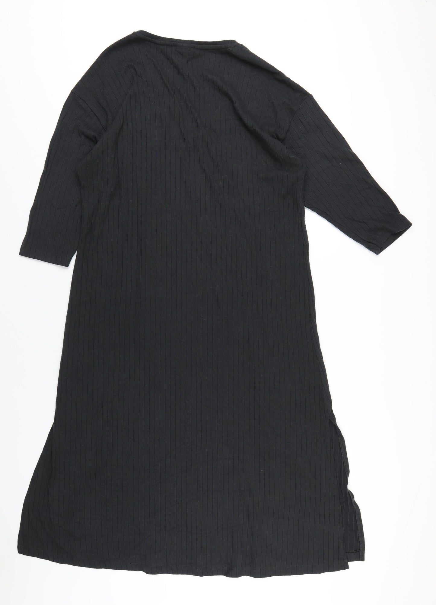 H&M Womens Black Polyester A-Line Size M V-Neck Pullover