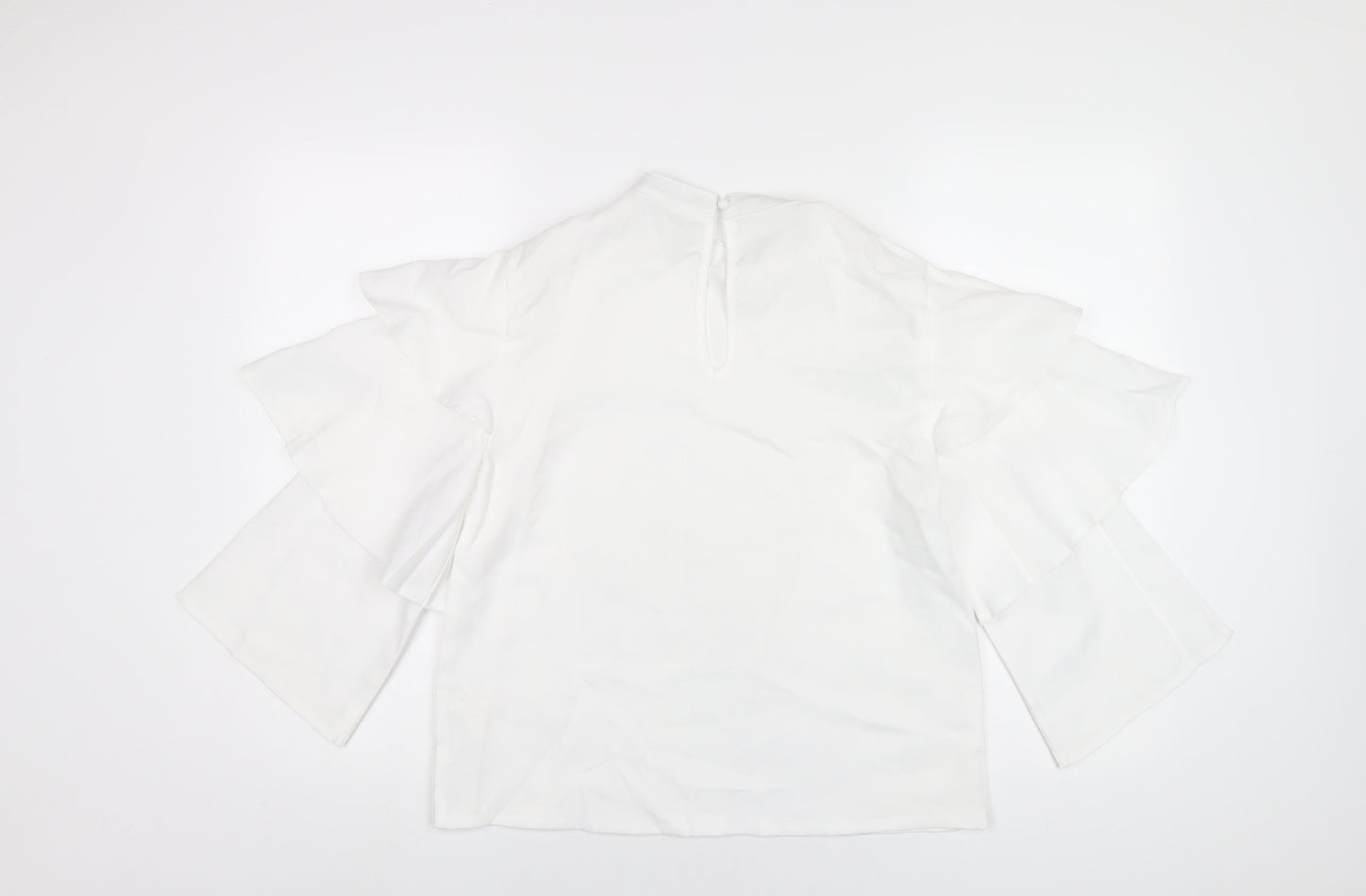 Boohoo Womens White Polyester Basic T-Shirt Size 10 Round Neck